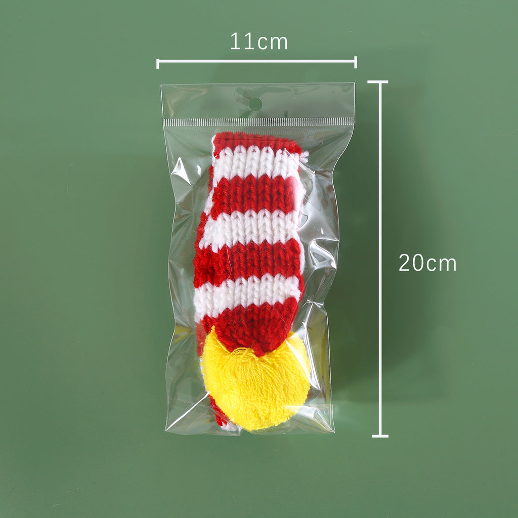 Knitted striped pet Christmas scarf