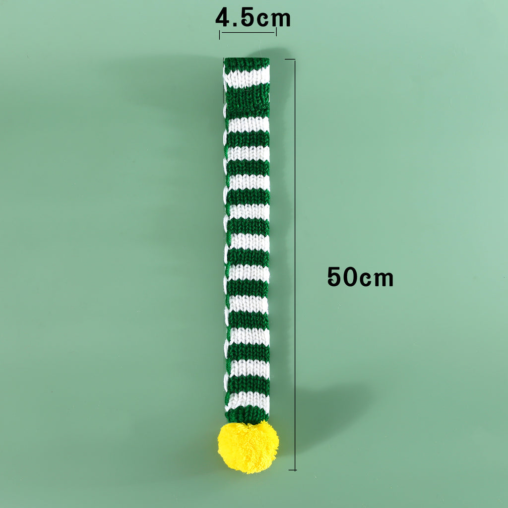 Knitted striped pet Christmas scarf