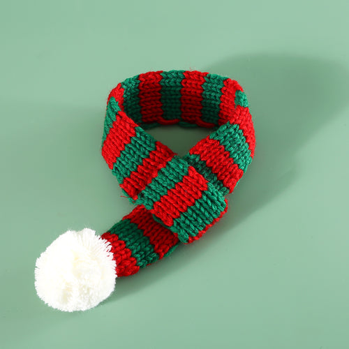 Knitted Striped Pet Christmas Scarf