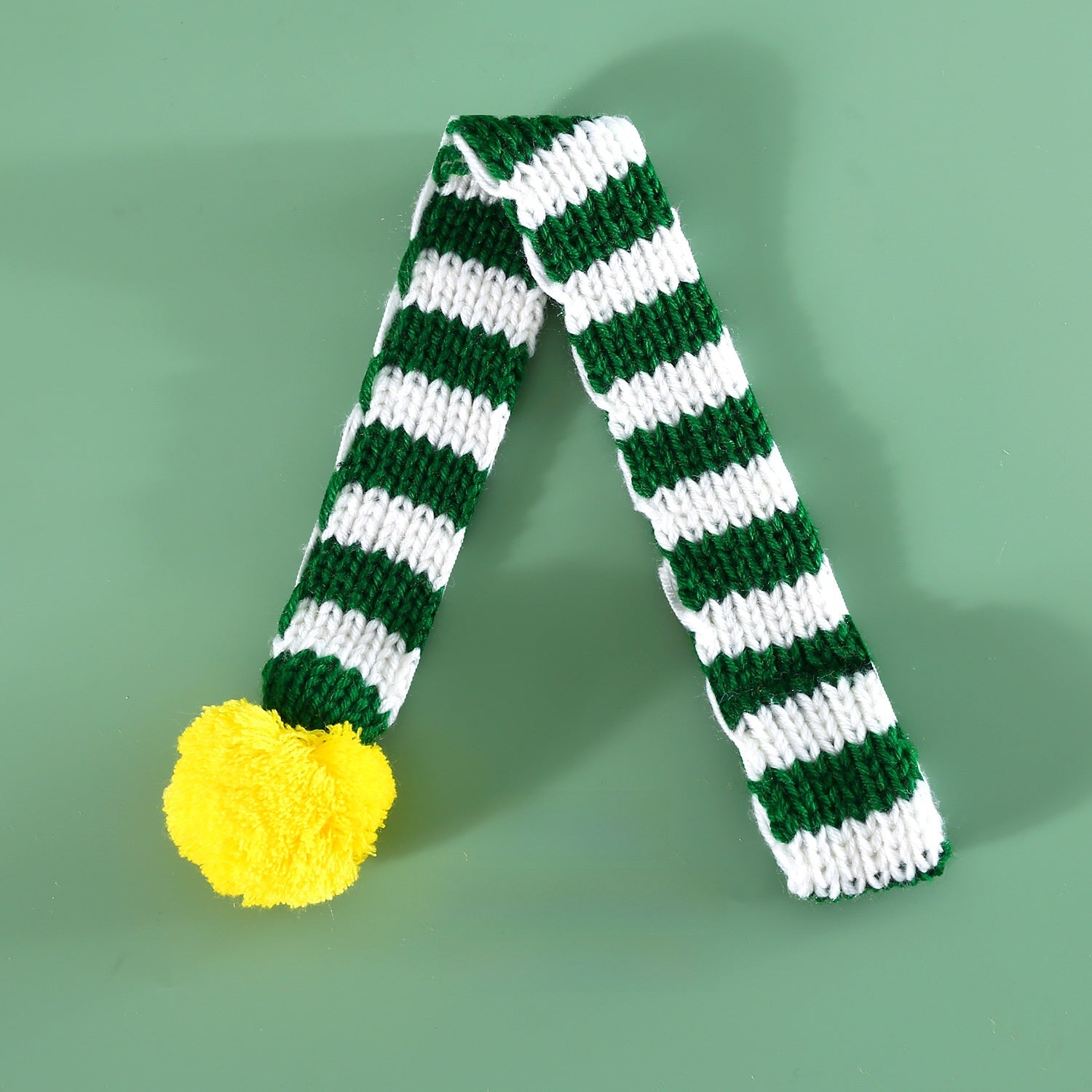 Knitted striped pet Christmas scarf