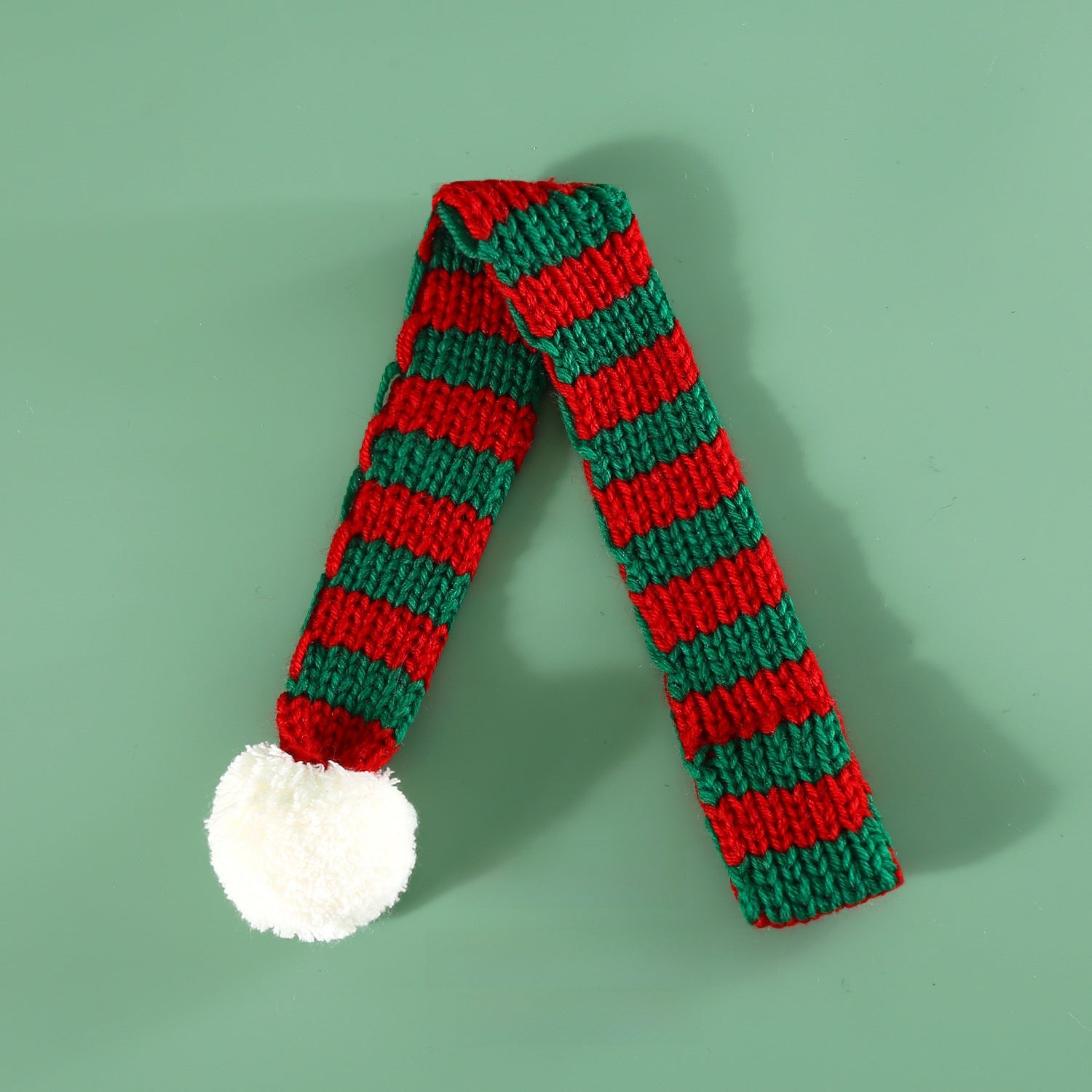 Knitted striped pet Christmas scarf